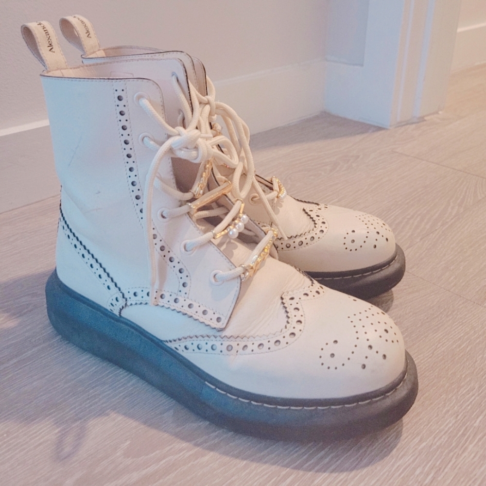 McQueen boots cream color